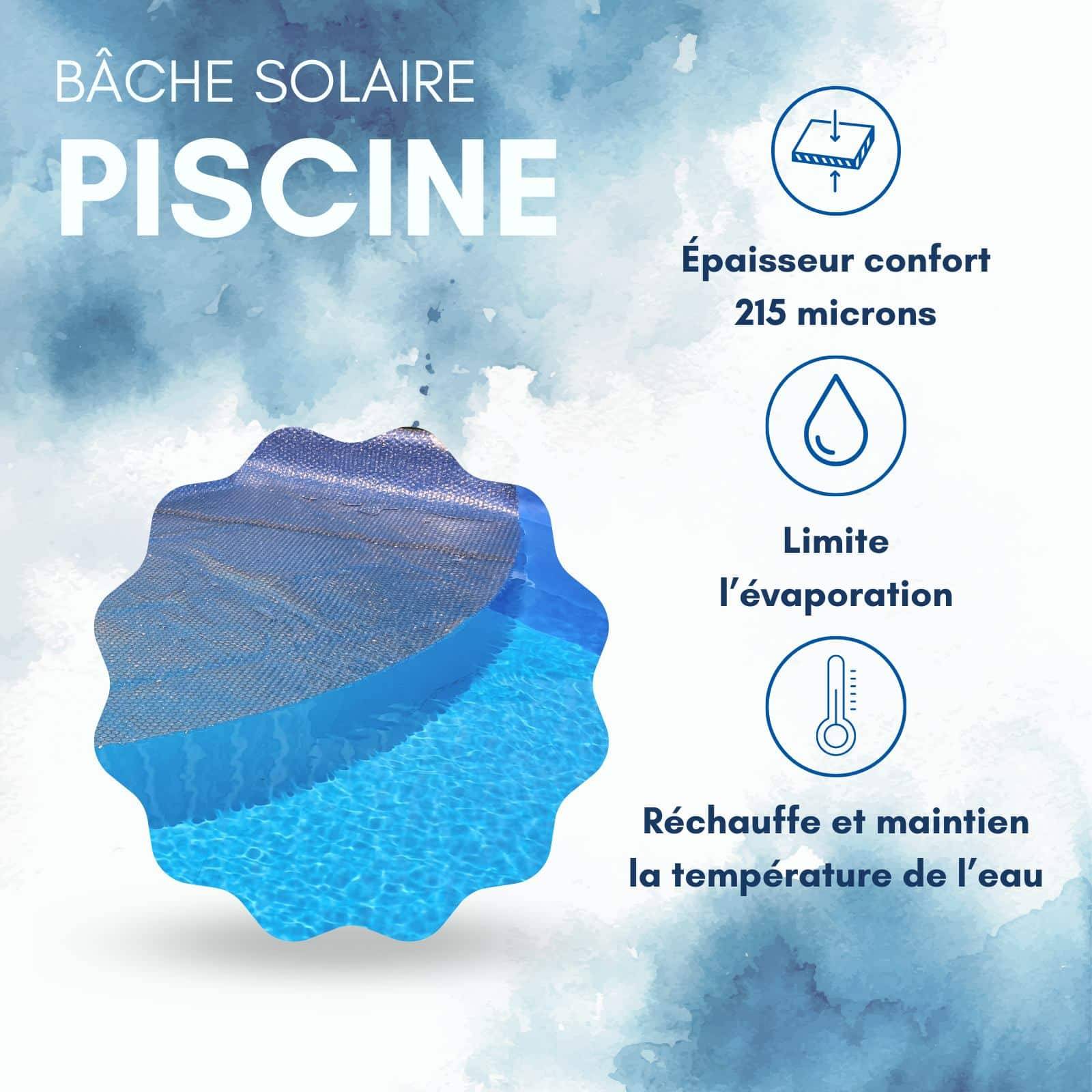 Bâche Solaire Piscine Grise Ovale 3.04x5.49m Epaisseur 215 Microns Edenea - Image 4