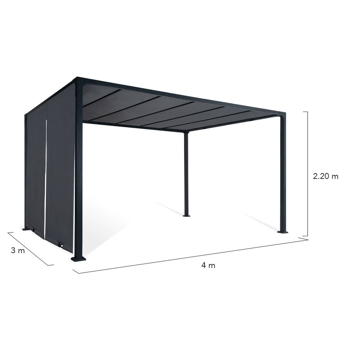 Pergola coulissante 2 pans 3x4 M belvédère de jardin toile gris anthracite - Image 6