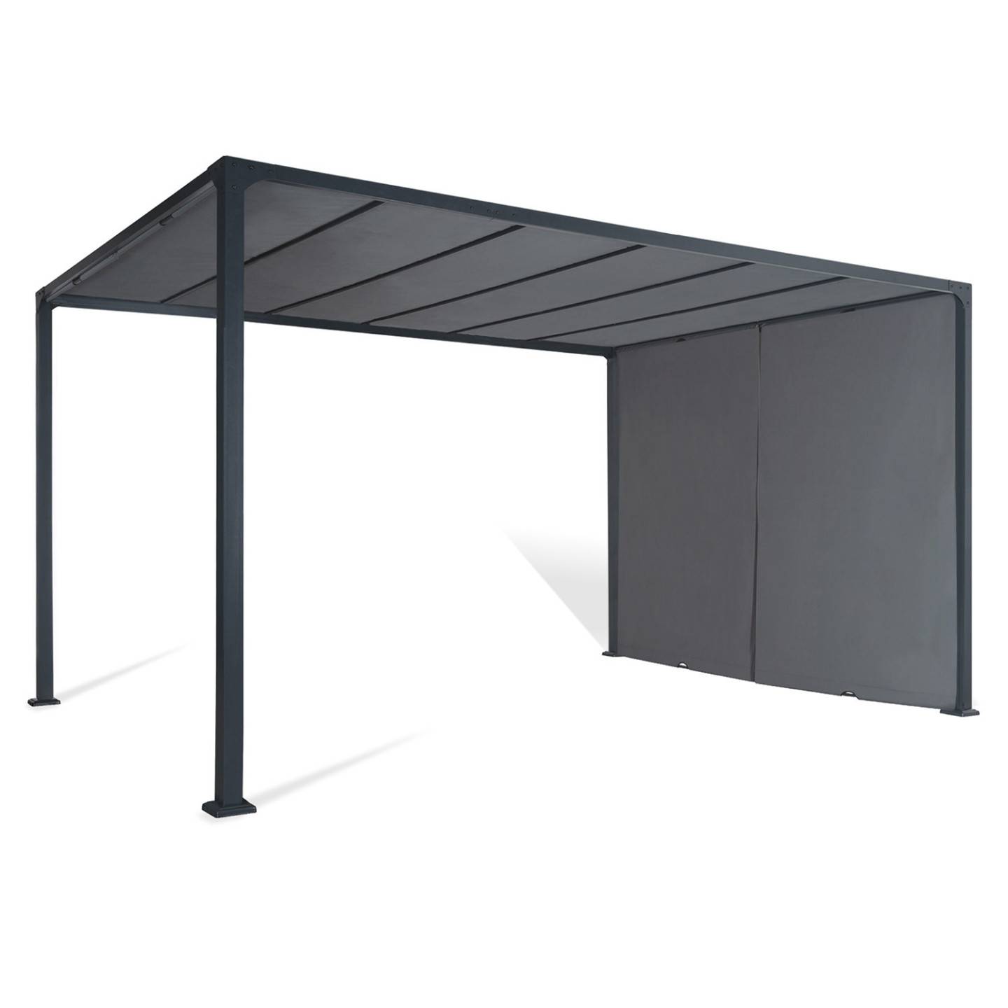 Pergola coulissante 2 pans 3x4 M belvédère de jardin toile gris anthracite - Image 4