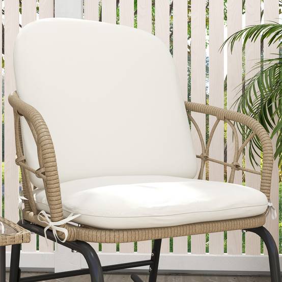 Set de mobilier de jardin 3 pièces avec 2 fauteuils à bascule et table en Rattan, Jaune - PANGIVO - Image 8