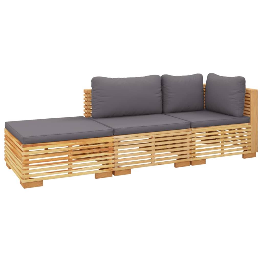 Helloshop26 - Salon de jardin meuble d'extérieur ensemble de mobilier 3 pièces avec coussins bois de teck solide - Image 1