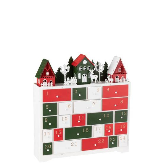Calendrier de l'avent en bois multicouleur 38x10.5x41 cm - J-Line - Image 5