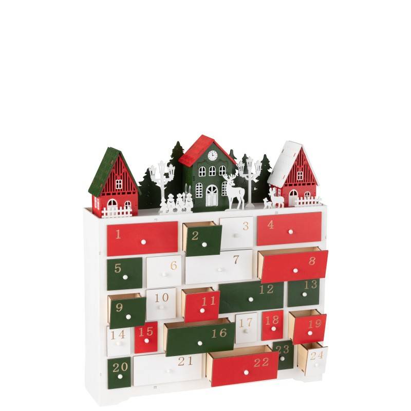 Calendrier de l'avent en bois multicouleur 38x10.5x41 cm - J-Line - Image 4