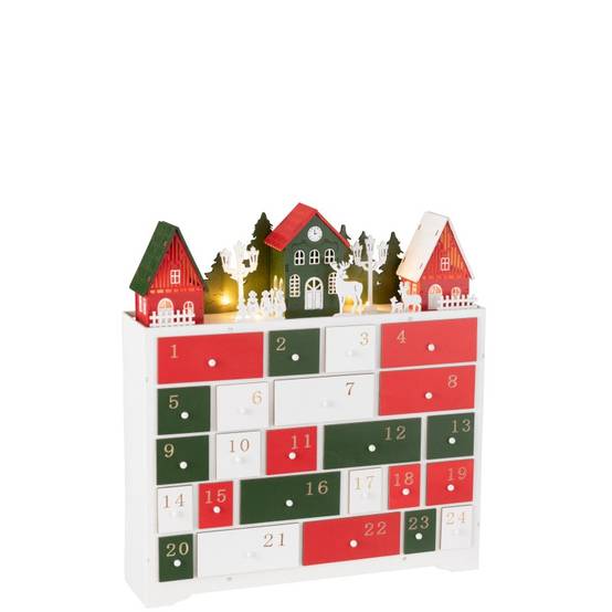 Calendrier de l'avent en bois multicouleur 38x10.5x41 cm - J-Line - Image 2