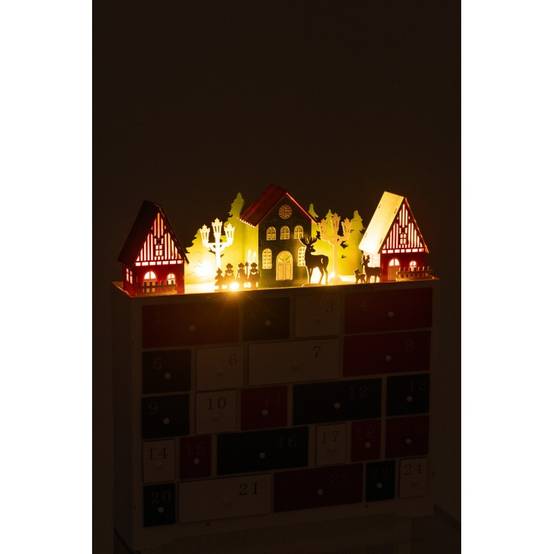 Calendrier de l'avent en bois multicouleur 38x10.5x41 cm - J-Line - Image 3