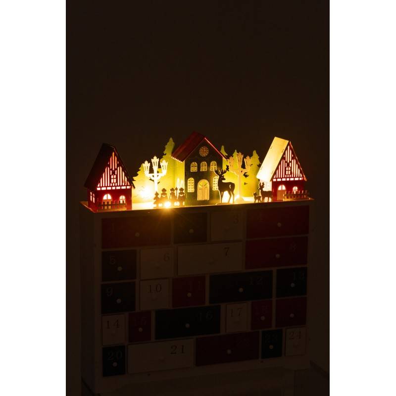 Calendrier de l'avent en bois multicouleur 38x10.5x41 cm - J-Line - Image 3