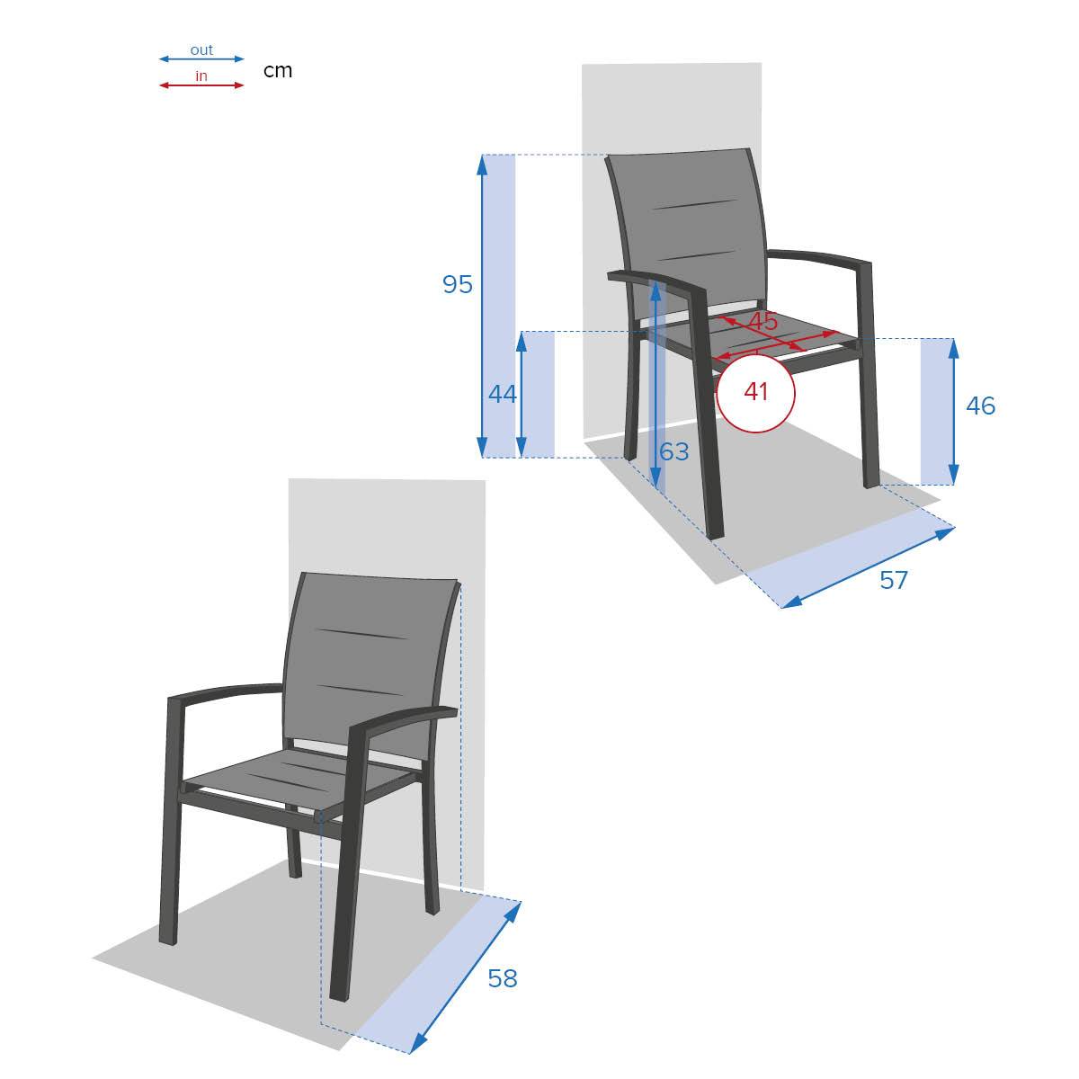 Hesperide - Fauteuil de jardin empilable "Allure" glacier & blanc en aluminium traité époxy Hespéride - Image 4