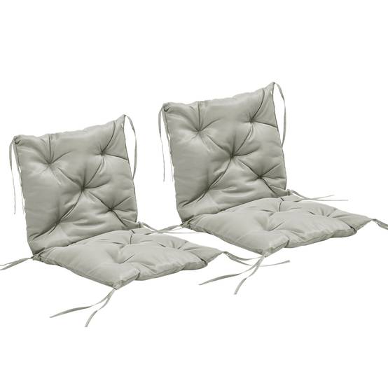 ComfortXL - Lot de 2 coussins de chaise polyester 98 x 50 x 8 cm gris clair intérieur extérieur avec liens de fixation - Image 10