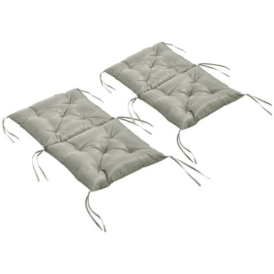 ComfortXL - Lot de 2 coussins de chaise polyester 98 x 50 x 8 cm gris clair intérieur extérieur avec liens de fixation - Image 2