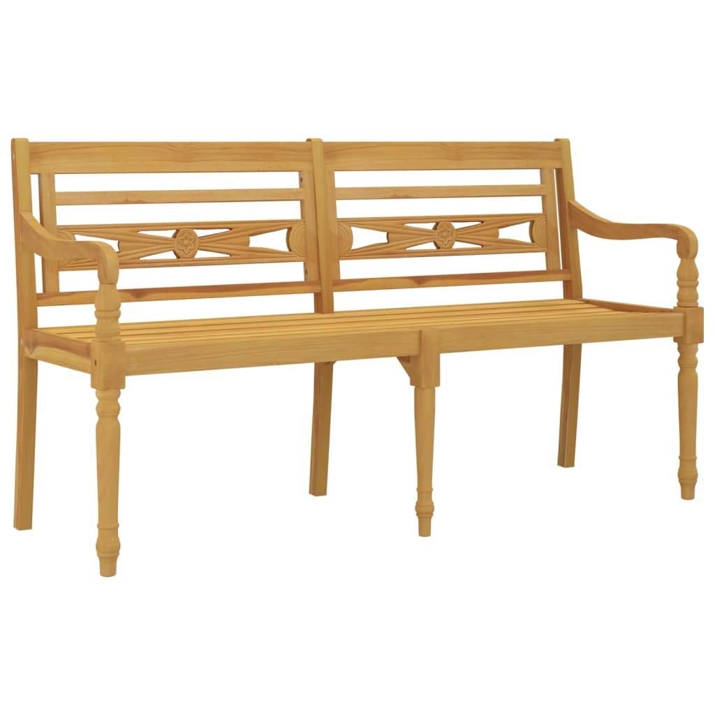 Helloshop26 - Banc de jardin meuble de patio d'extérieur terrasse avec coussin bleu 150 x 51,5 x 84 cm bois de teck massif - Image 2