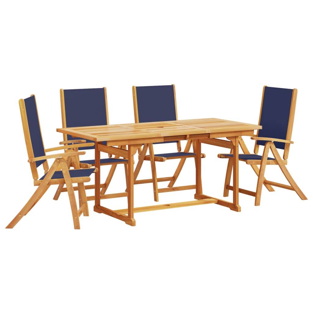 ComfortXL - Table et Chaises de Jardin 5 Pièces Bois d'Acacia Table Extensible 120-170cm Assises Bleu – ComfortXL Outdoor Living - Image 2