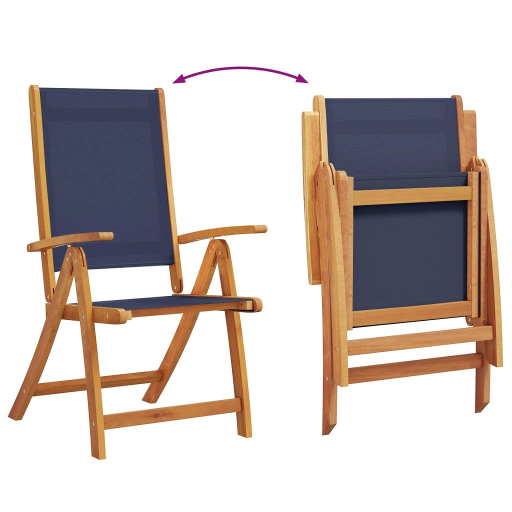 ComfortXL - Table et Chaises de Jardin 5 Pièces Bois d'Acacia Table Extensible 120-170cm Assises Bleu – ComfortXL Outdoor Living - Image 7