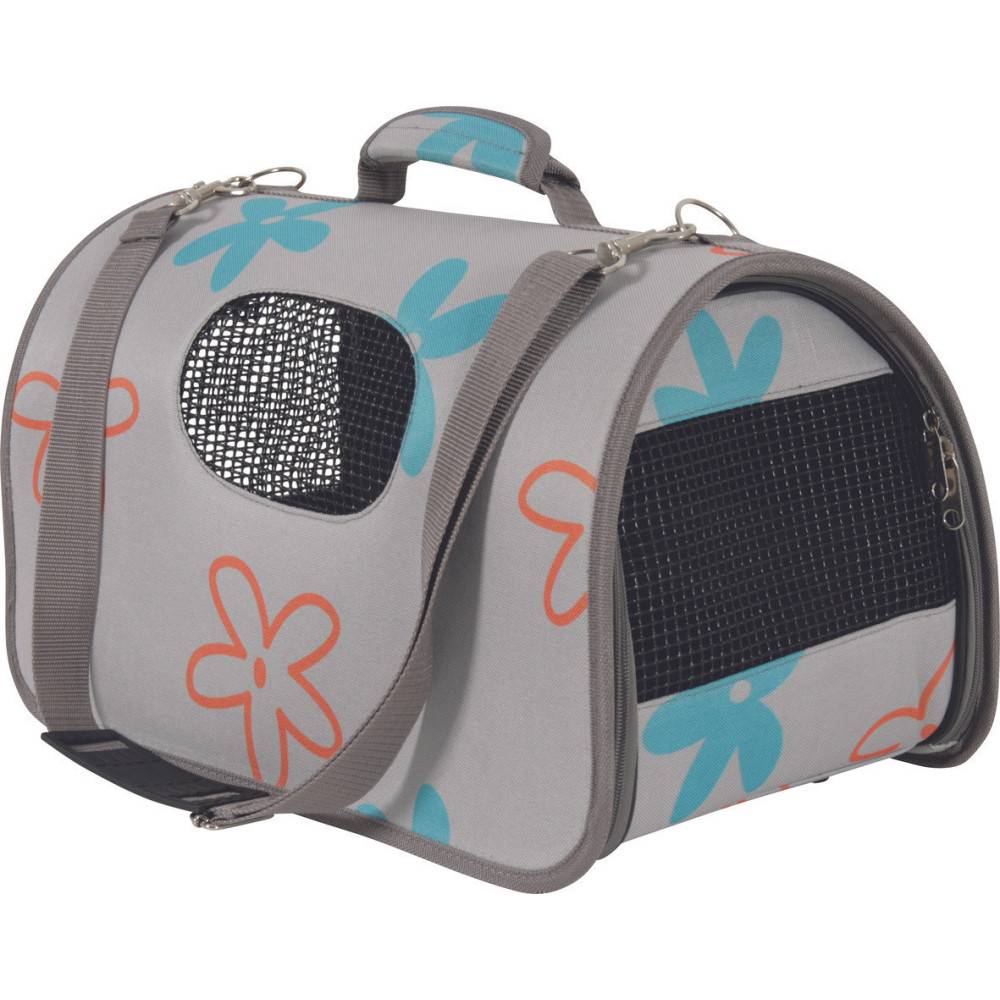 Panier de transport Flower L gris pour chat ou petit chien max 8 kg - Image 1