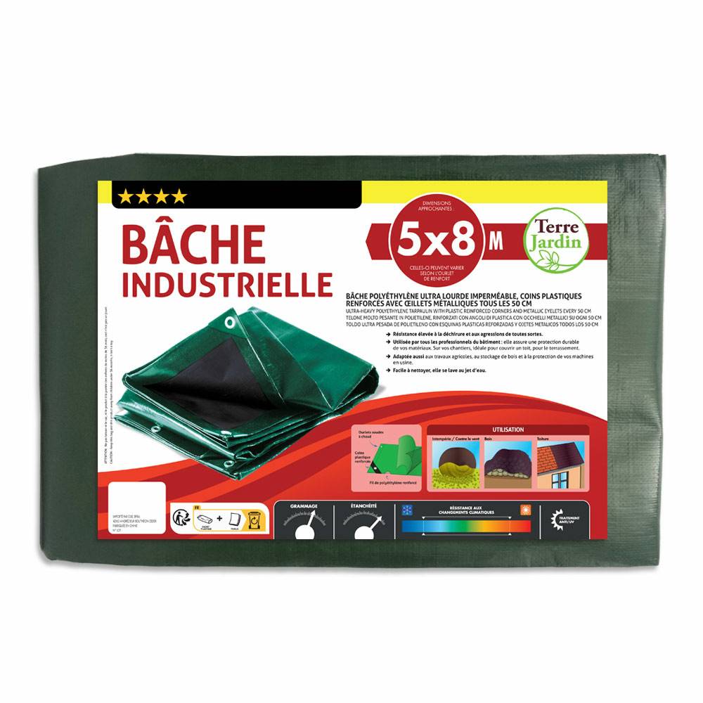 Bâche épaisse ultra résistante 240 g/m2 5 x 8 Vert - Image 7