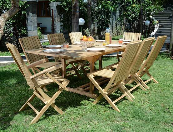Salon de jardin en teck massif Pampelone, 8 places - TECK'Attitude - Image 4