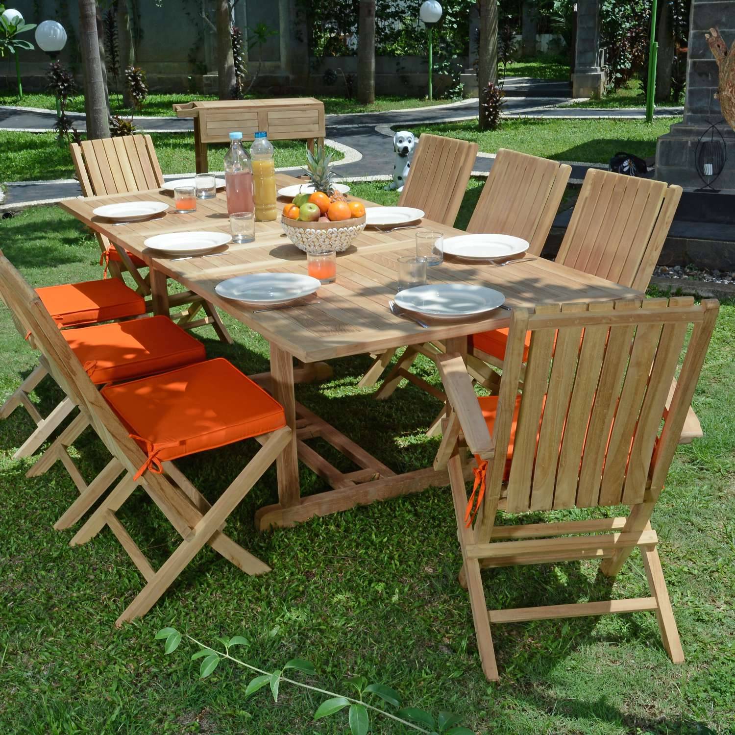 Salon de jardin en teck massif Pampelone, 8 places - TECK'Attitude - Image 2
