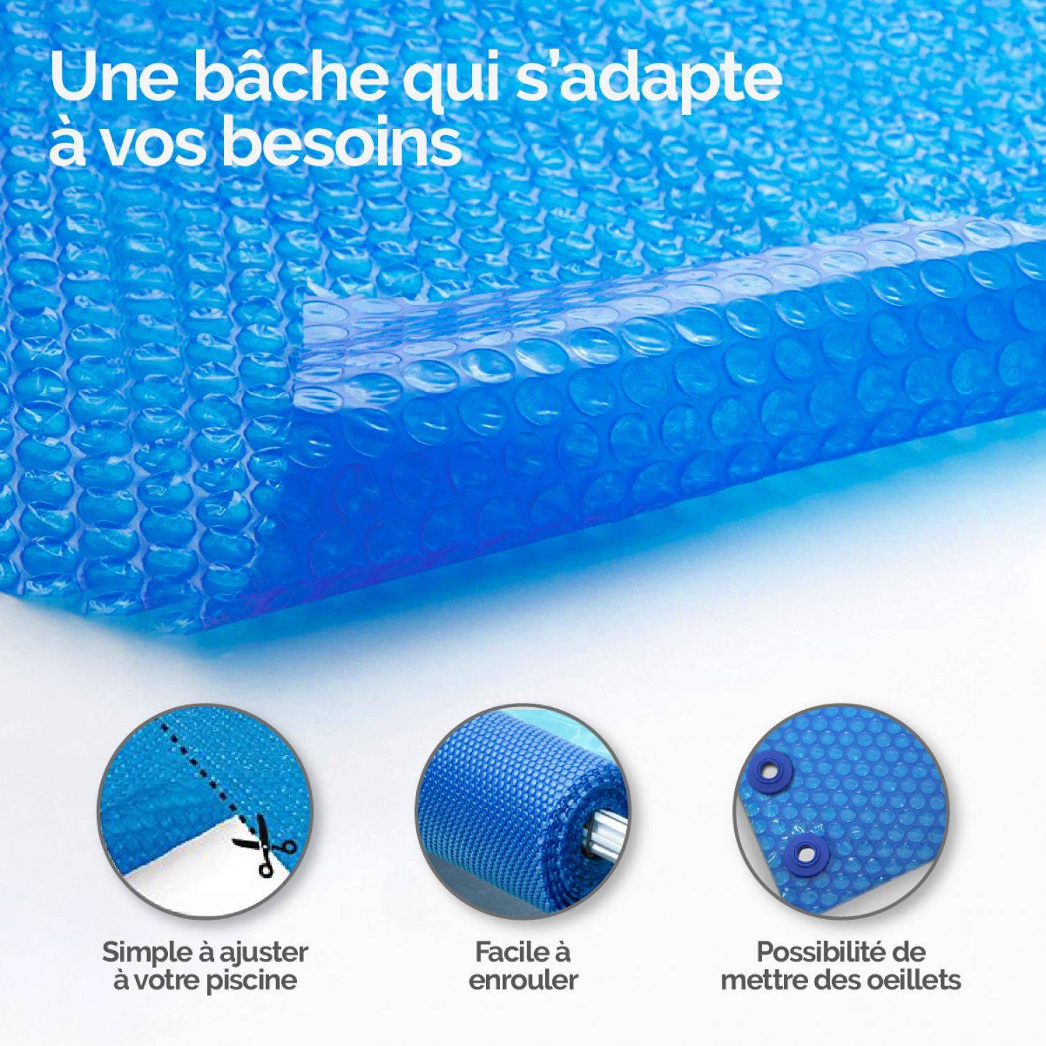 Linxor - Bâche à bulles rectangle 1,75m x 3m pour piscine - 180 Microns - Bleu - Linxor - Image 4