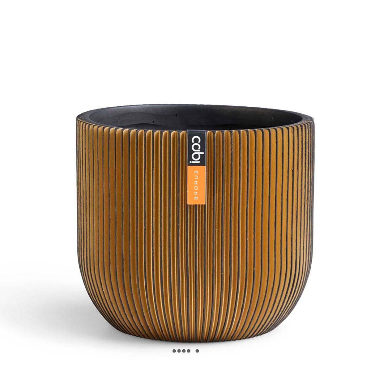 Artificielles - Superbe pot Groove eggpot doré fibres synthétiques H 35 x D 33 cm - dimhaut: H 35 cm - couleur: Doré - Image 1