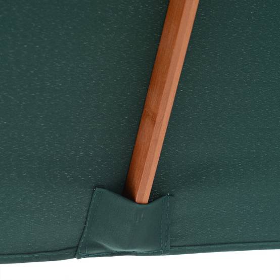 Parasol de jardin inclinable 2 x 1,5 m, 6 baleines, mât en bois et ouverture par corde, vert - Image 10