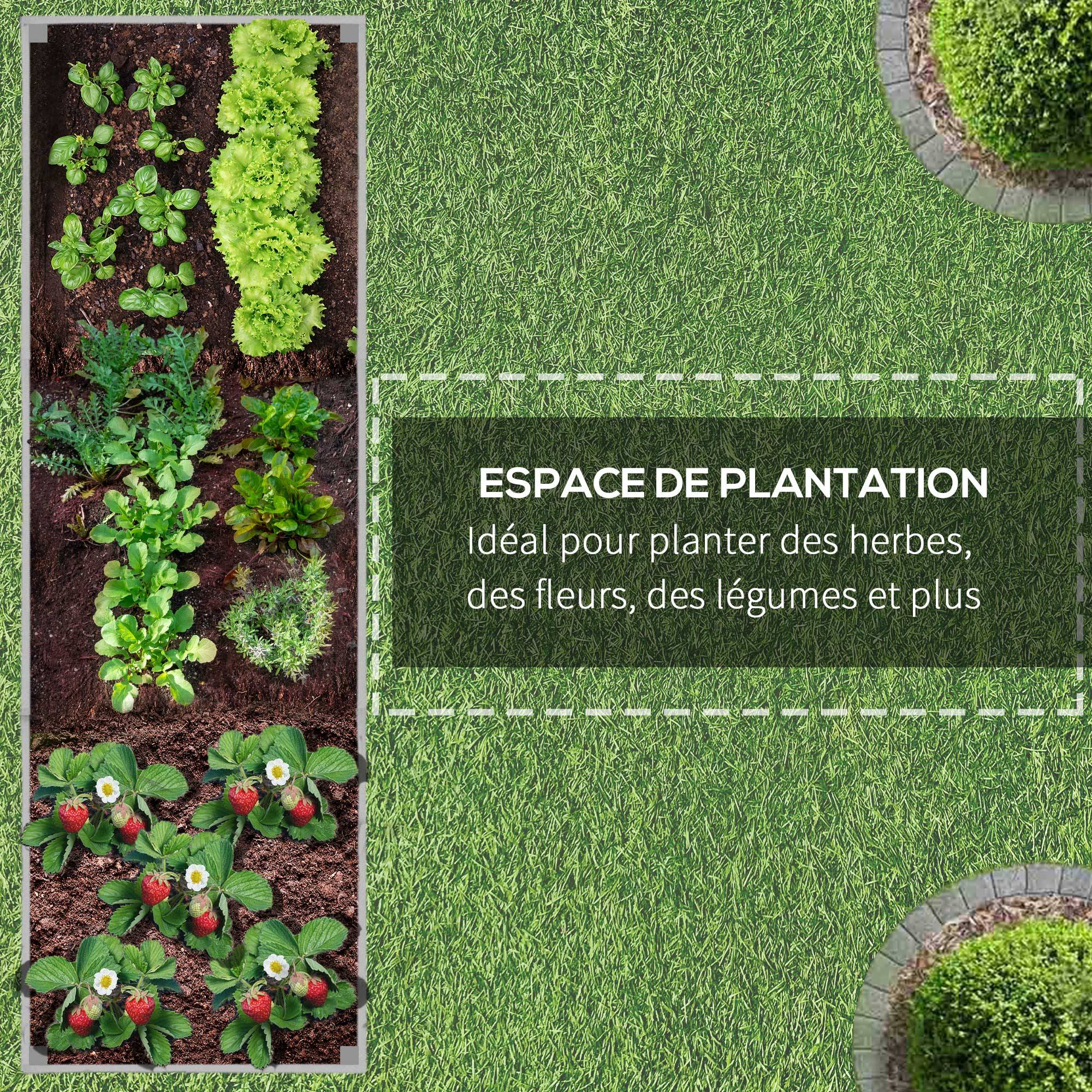 Jardinière sur roulettes - jardinière rectangulaire - Inserts d'irrigation, Feutre de Drainage Inclus - métal Bois massif, gris - Image 8