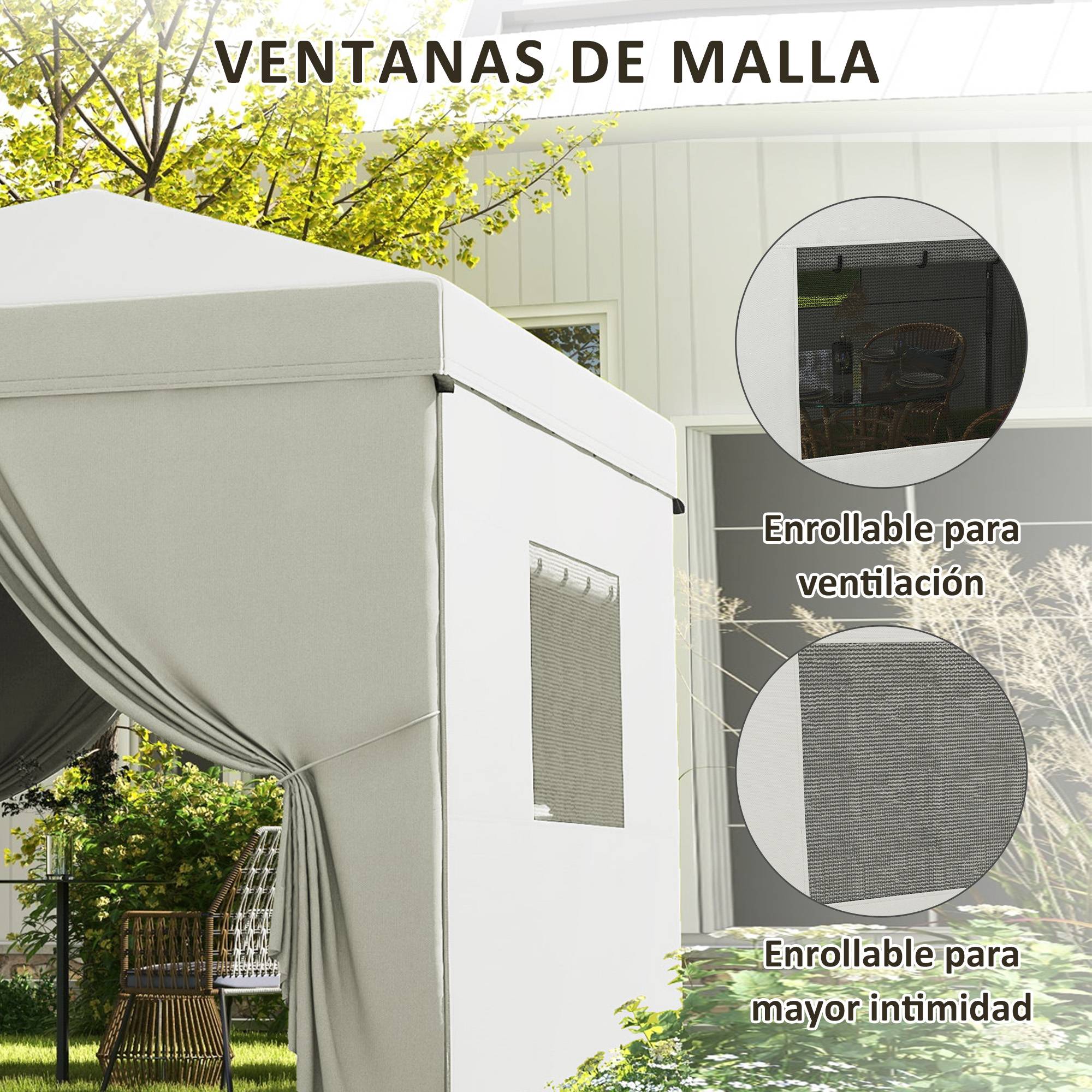 ComfortXL - Tonnelle pliante pop-up acier 3 x 3 m blanc jardin hauteur réglable anti-UV - ComfortXL Outdoor Living - Image 8