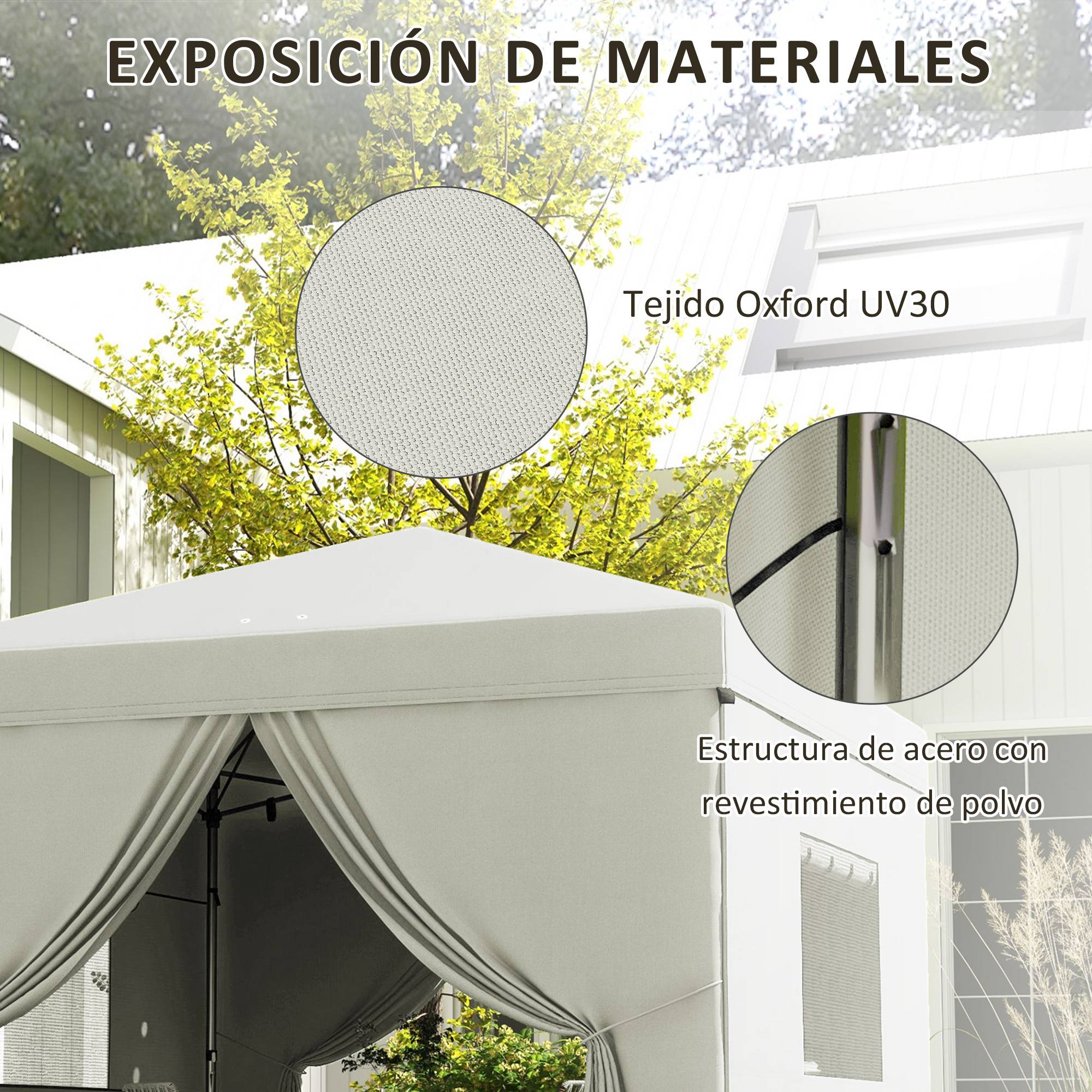 ComfortXL - Tonnelle pliante pop-up acier 3 x 3 m blanc jardin hauteur réglable anti-UV - ComfortXL Outdoor Living - Image 9