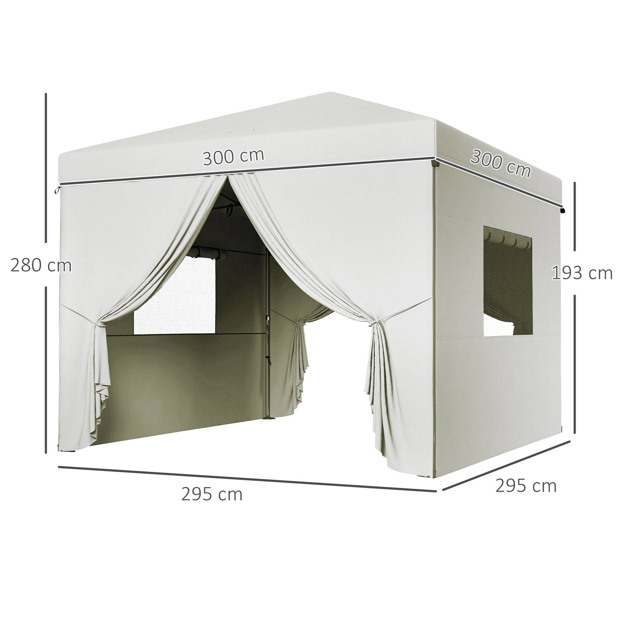 ComfortXL - Tonnelle pliante pop-up acier 3 x 3 m blanc jardin hauteur réglable anti-UV - ComfortXL Outdoor Living - Image 5