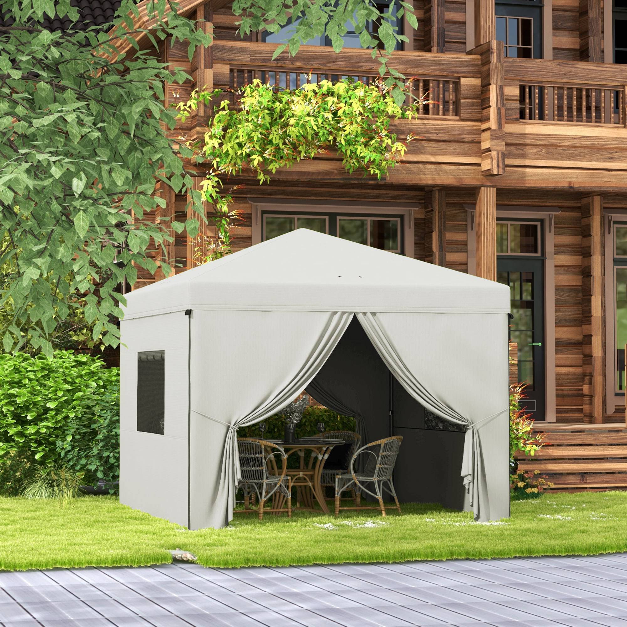 ComfortXL - Tonnelle pliante pop-up acier 3 x 3 m blanc jardin hauteur réglable anti-UV - ComfortXL Outdoor Living - Image 4