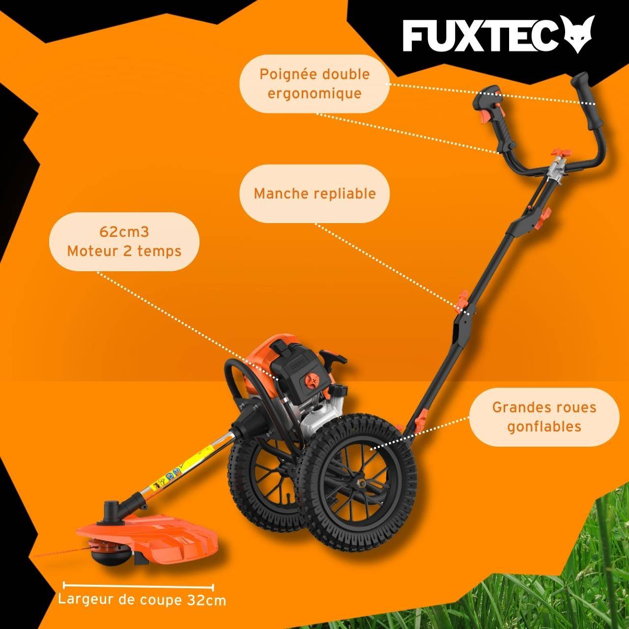 Coupe bordure thermique à roues - FUXTEC FX-FSR162 - 62cm3 3,5CV - Image 6