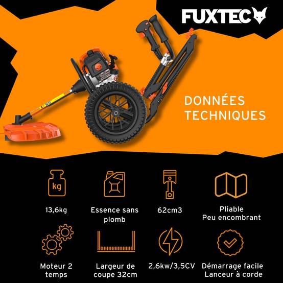 Coupe bordure thermique à roues - FUXTEC FX-FSR162 - 62cm3 3,5CV - Image 3