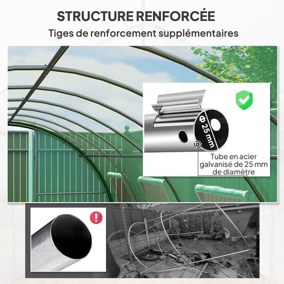 Grande Serre Tunnel 18m² 2 Portes Articulées 8 Fenêtres 6x3x2m Vert - ComfortXL Outdoor Living - Image 7