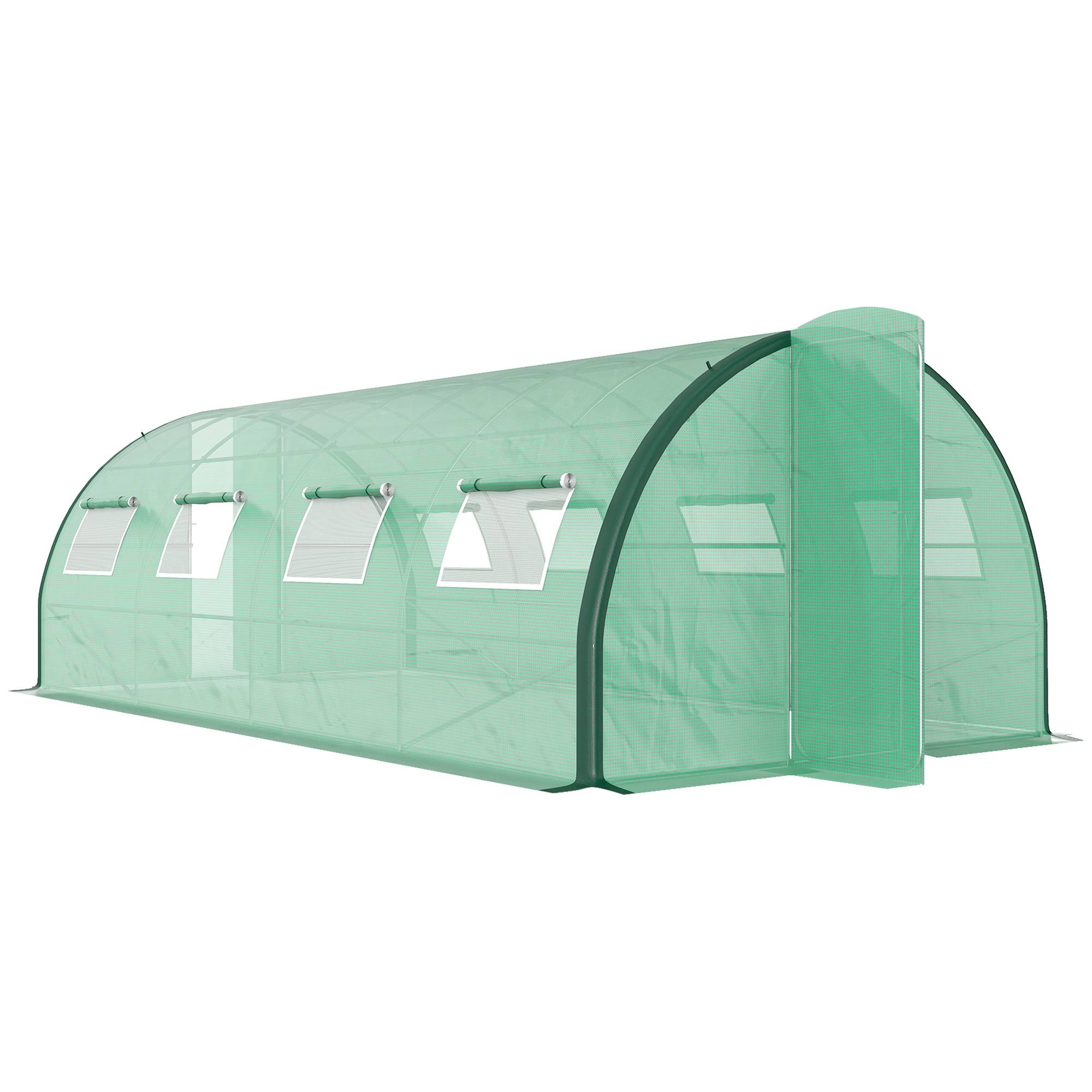 Grande Serre Tunnel 18m² 2 Portes Articulées 8 Fenêtres 6x3x2m Vert - ComfortXL Outdoor Living - Image 1