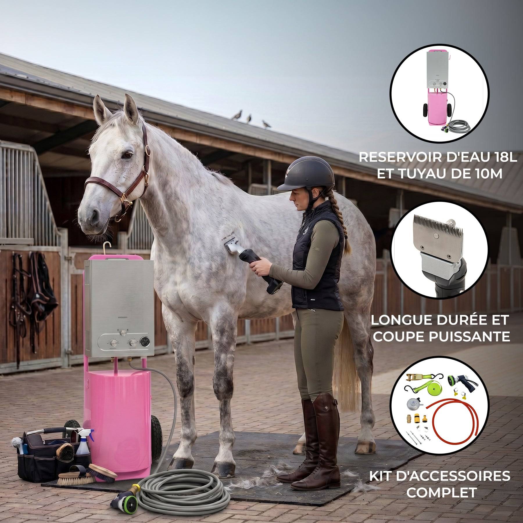 Monstershop - Douche de Cheval Portable Deluxe (Rose) avec Tondeuse sans fil - Image 4