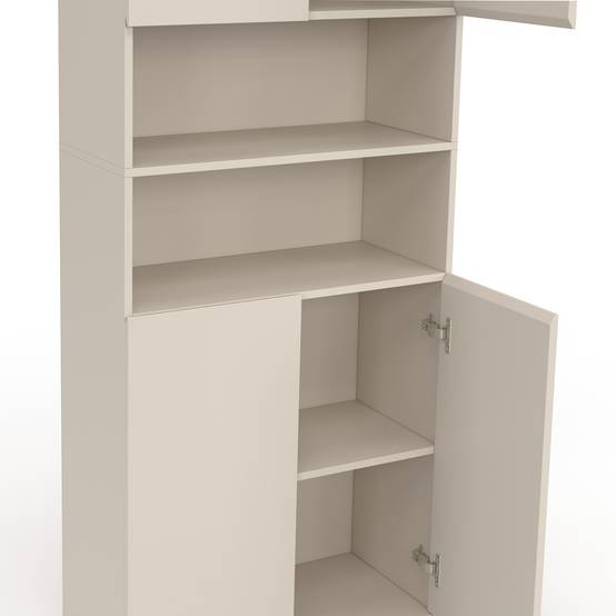IDMARKET - Meuble armoire colonne salle de bain TOMI 4 portes 2 niches bois beige - Image 6