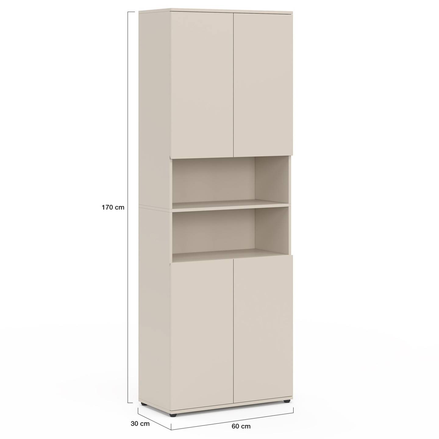 IDMARKET - Meuble armoire colonne salle de bain TOMI 4 portes 2 niches bois beige - Image 5