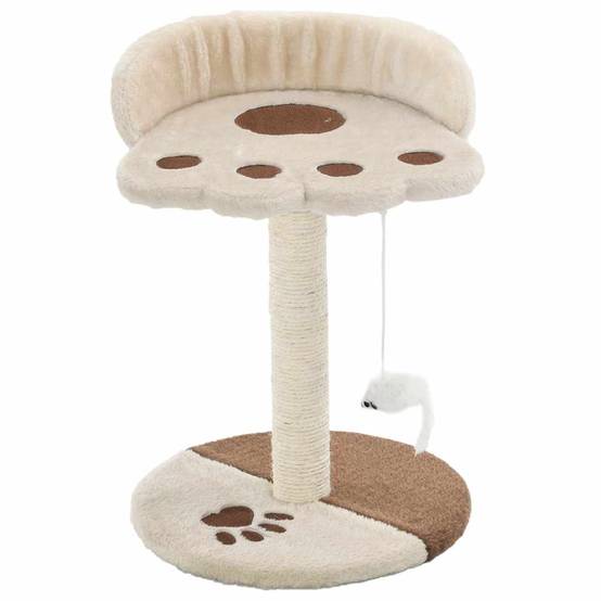 Arbre à chat sisal et peluches beige et marron 30 x 30 x 40 cm, Poids:1.55kg - PANGIVO - Image 2