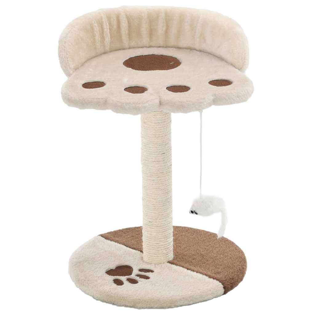 Arbre à chat sisal et peluches beige et marron 30 x 30 x 40 cm, Poids:1.55kg - PANGIVO - Image 2