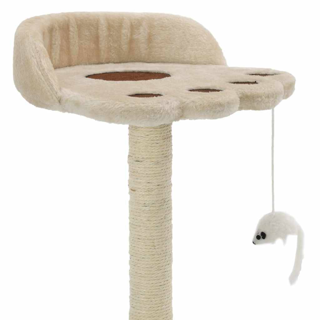 Arbre à chat sisal et peluches beige et marron 30 x 30 x 40 cm, Poids:1.55kg - PANGIVO - Image 3