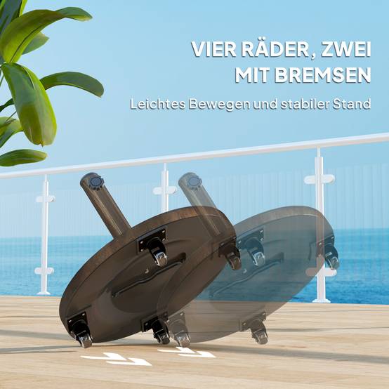 Pied de parasol mobile en béton et résine pour terrasse avec roulettes 48cm bronze - ComfortXL Outdoor Living - Image 8