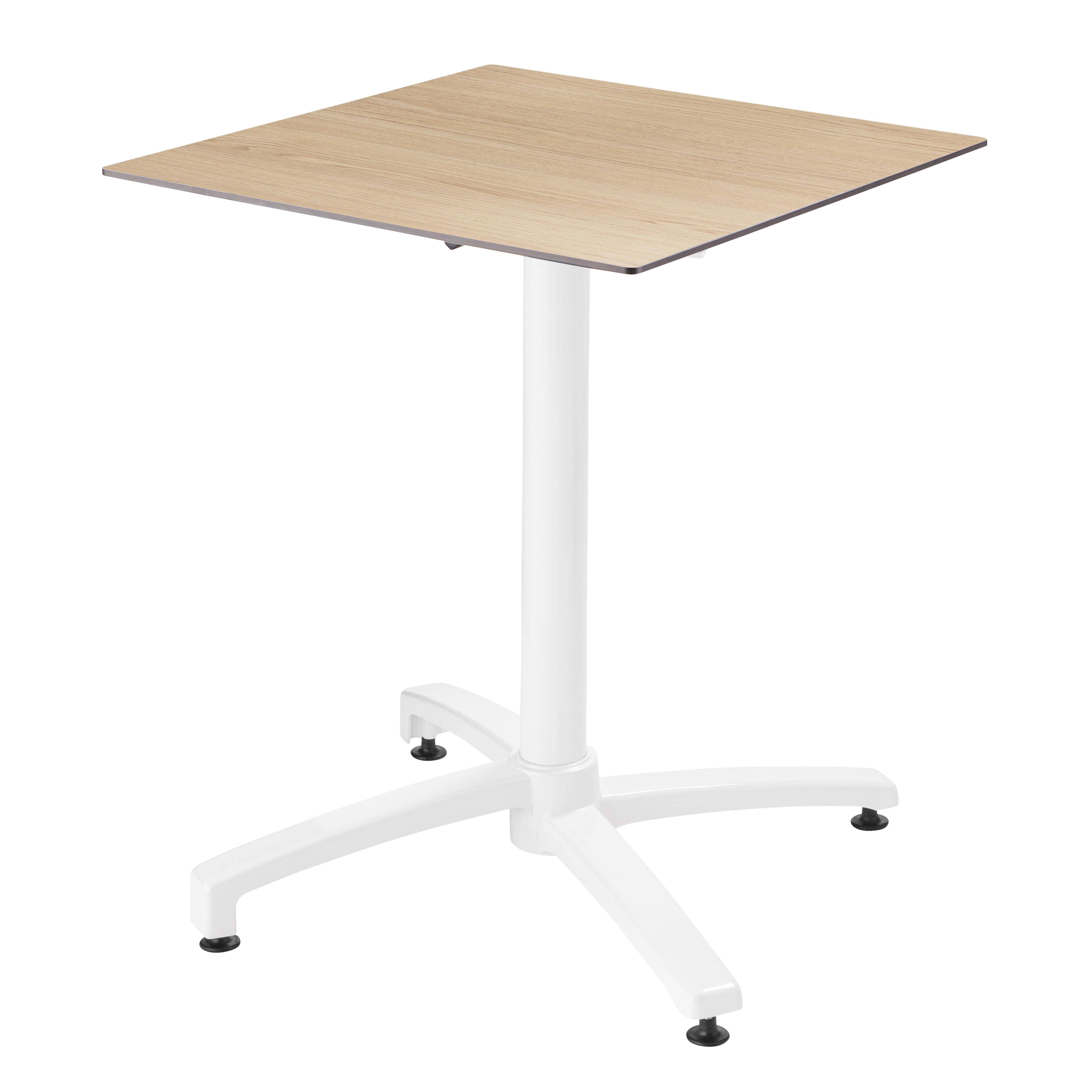 Oviala - Ensemble table 60 cm chêne naturel et 4 chaises en métal blanc - Oviala - Image 2