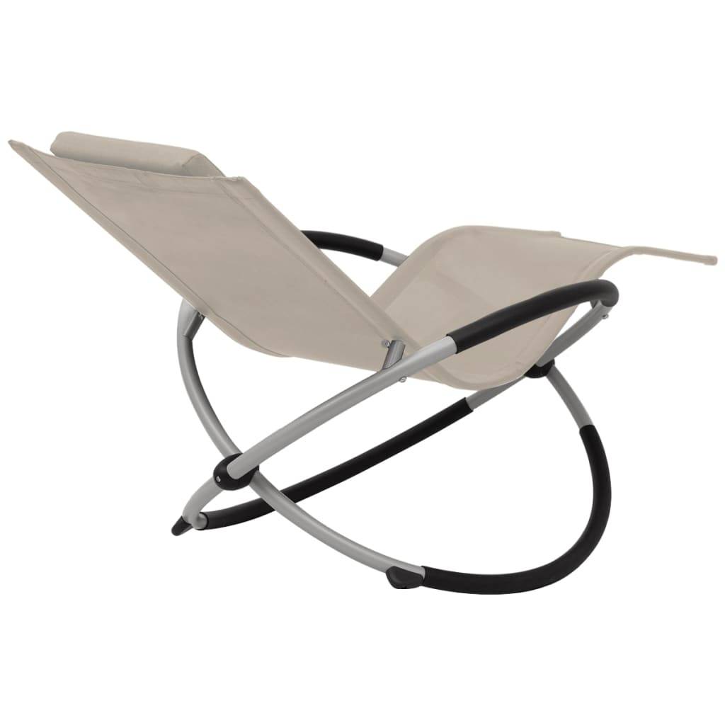 Helloshop26 - Transat chaise longue bain de soleil lit de jardin terrasse meuble d'extérieur géométrique d'extérieur acier crème - Image 4