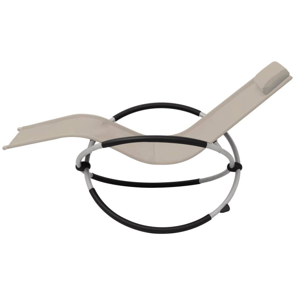 Helloshop26 - Transat chaise longue bain de soleil lit de jardin terrasse meuble d'extérieur géométrique d'extérieur acier crème - Image 3