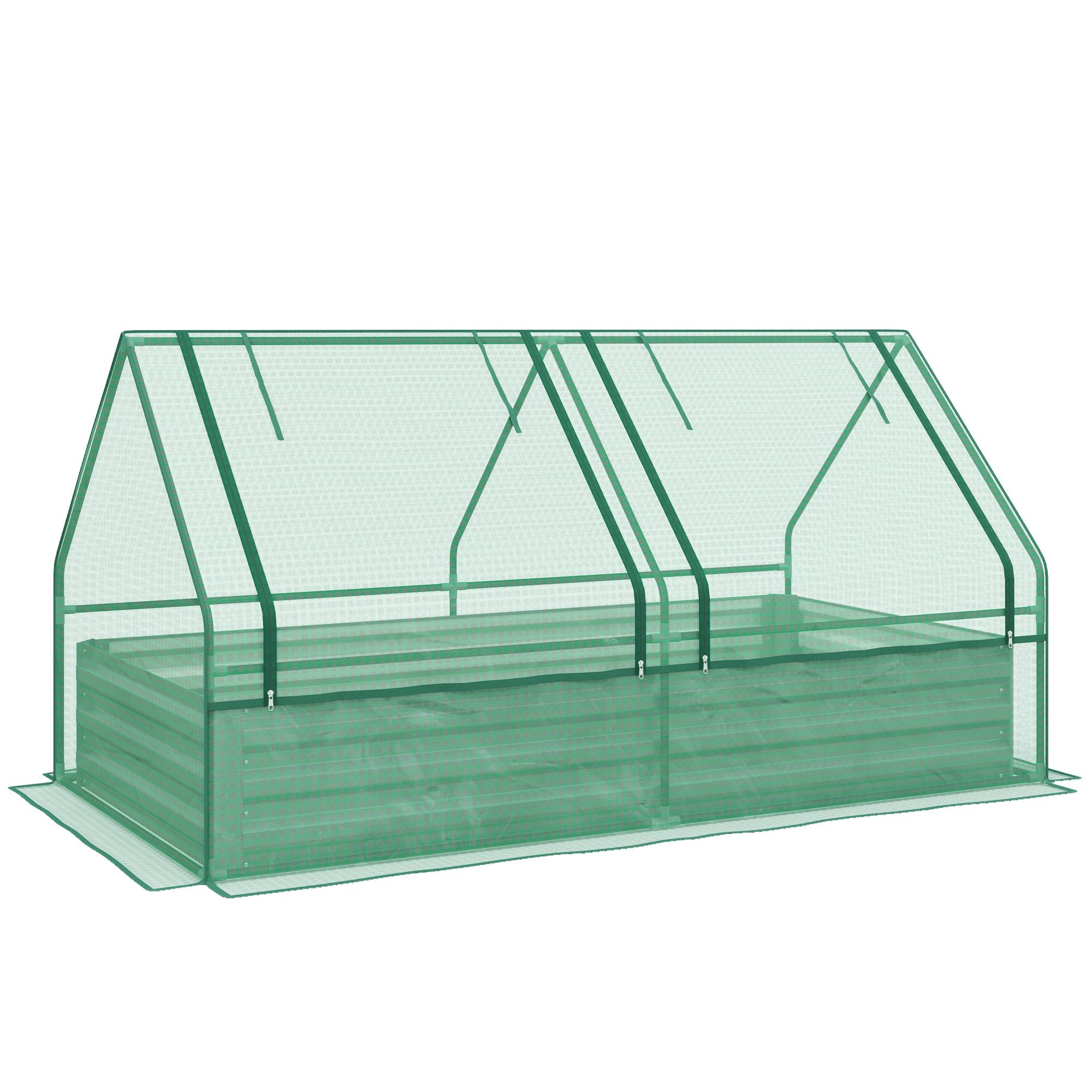 Sans Marque - Grande jardinière extérieur mini-serre base ouverte patio terrasse 185x95x92 cm gris/vert - Image 2