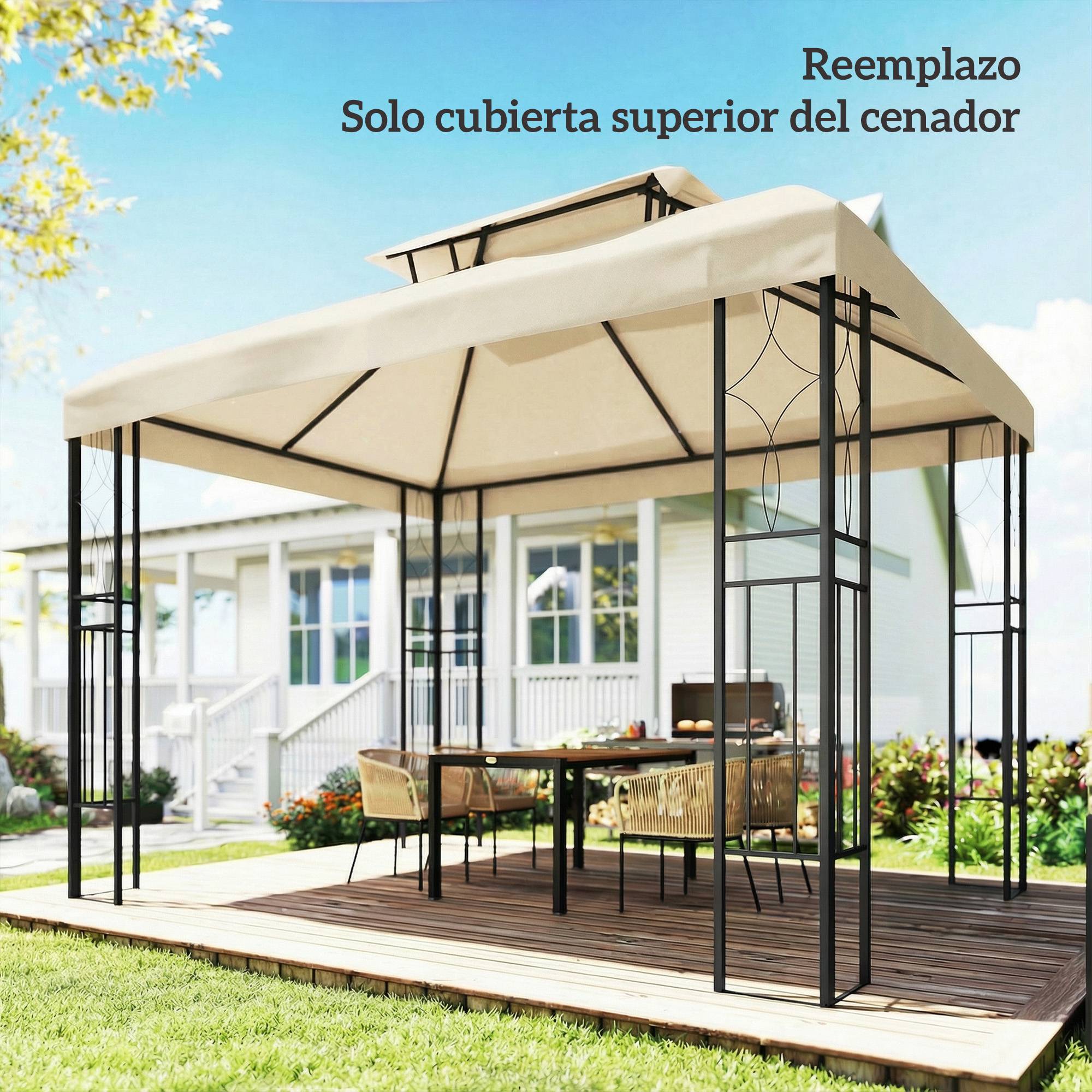 Toile de Rechange pour Tonnelle Polyester Anti-UV pour Pergola 4x3 m Blanc Crème - ComfortXL Outdoor Living - Image 10