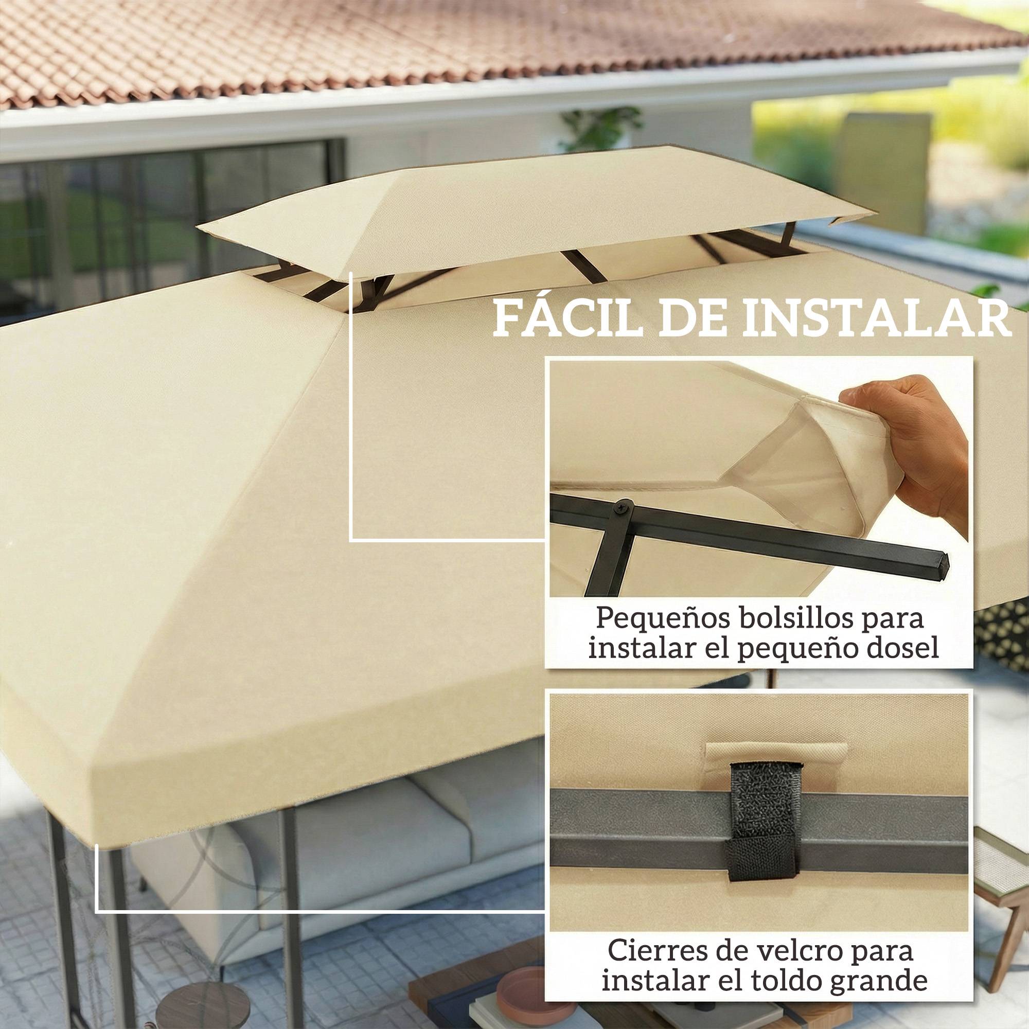 Toile de Rechange pour Tonnelle Polyester Anti-UV pour Pergola 4x3 m Blanc Crème - ComfortXL Outdoor Living - Image 7