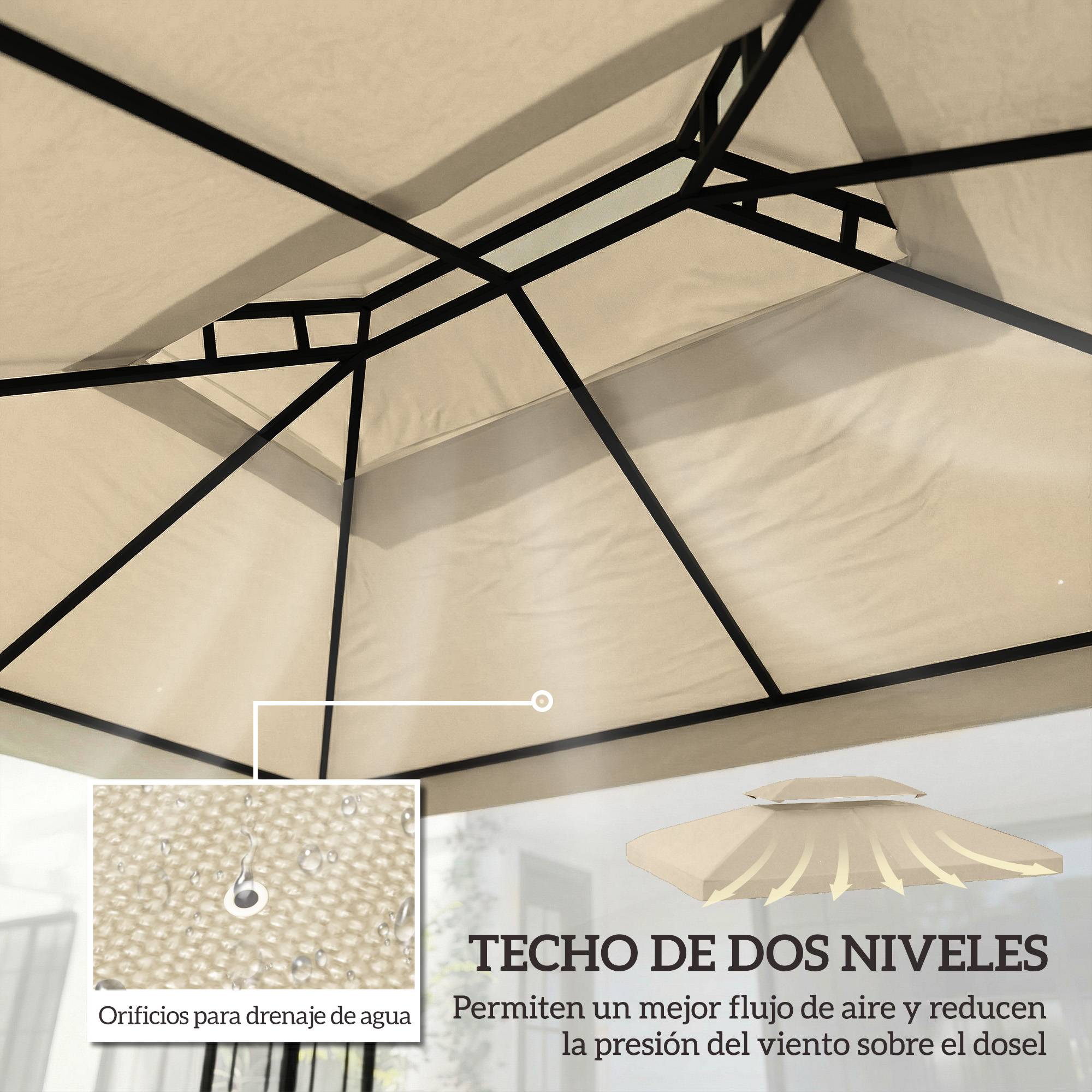 Toile de Rechange pour Tonnelle Polyester Anti-UV pour Pergola 4x3 m Blanc Crème - ComfortXL Outdoor Living - Image 6