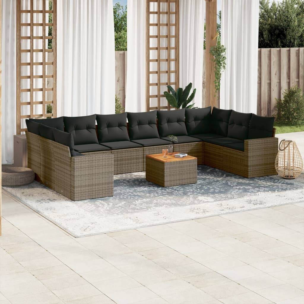 ComfortXL - Salon de Jardin Gris 10 Places en Résine Tressée Modulable pour Terrasse Gris Foncé – ComfortXL Outdoor Living
