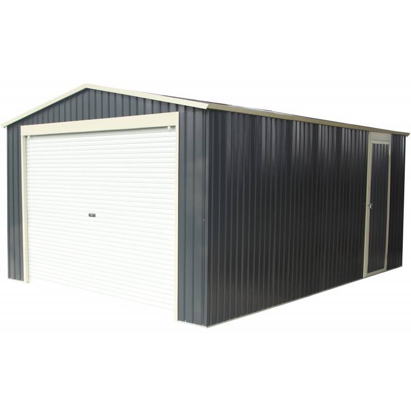 Garage métal 17,31m² porte enroulable aluminium anthracite X-Metal avec kit d'ancrage - Image 2