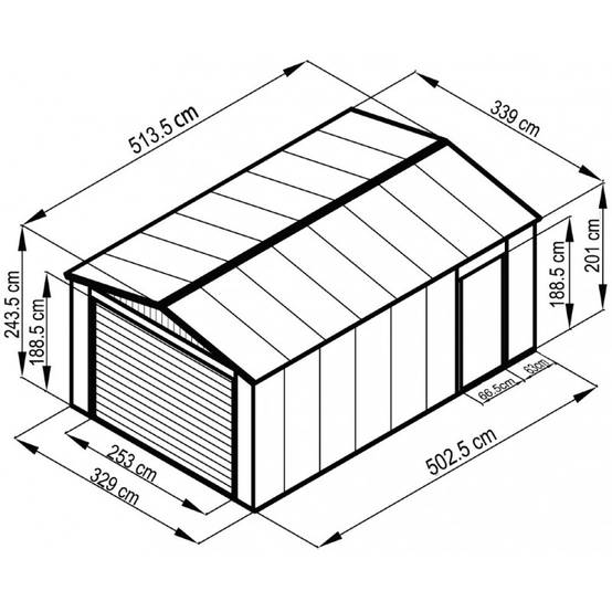 X-Metal - Garage métal 17,31m² porte enroulable aluminium anthracite X-Metal avec kit d'ancrage - Image 3