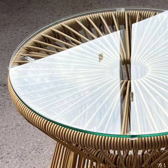 PANGIVO - Table d'appoint extérieure résine tressée et verre trempé beige 40 x 40 x 42 cm - PANGIVO - Image 10